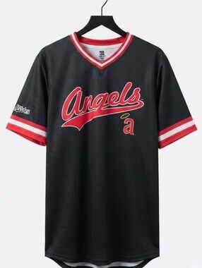 Stitches Cooperstown Collection MLB Los Angeles Angels Black Jersey Adult Medium